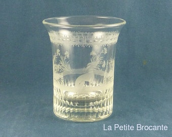 Early 19th etched Crystal Goblet