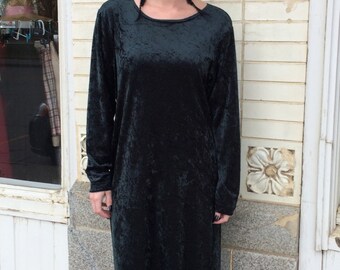 90s Green Velvet Dress Maxi Long Goth Grunge M