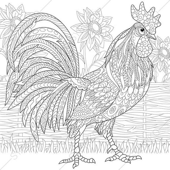 Rooster 2 Coloring Pages Animal coloring book pages for