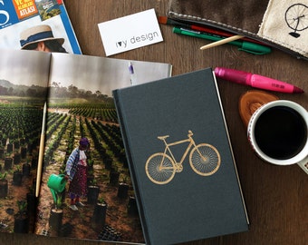 BIKE Notebook, Bicycle Notebook, Unique Sketchbook, Bike Journal, Cyclist Gift, Travel Journal, Personalized Notebook, Bike Diary