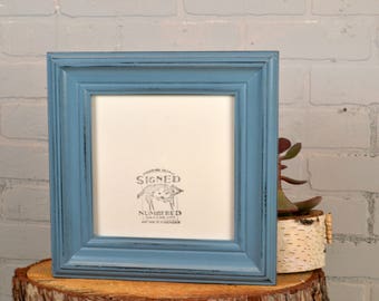 8x8 Square Picture Frame in Scully Style with Vintage Black under Smokey Finish - IN STOCK Same Day Shipping - 8 x 8 Photo Frame Blue