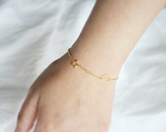 Moon Star bracelet, Moon Bracelet, Simple Bracelet, Bridesmaid gift, Bridesmaid bracelet, Wedding bracelet, Bridal jewelry, Gift