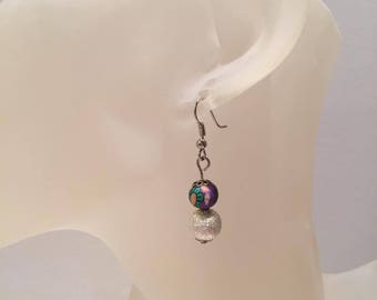 Purple and White Pearl Earrings glitter