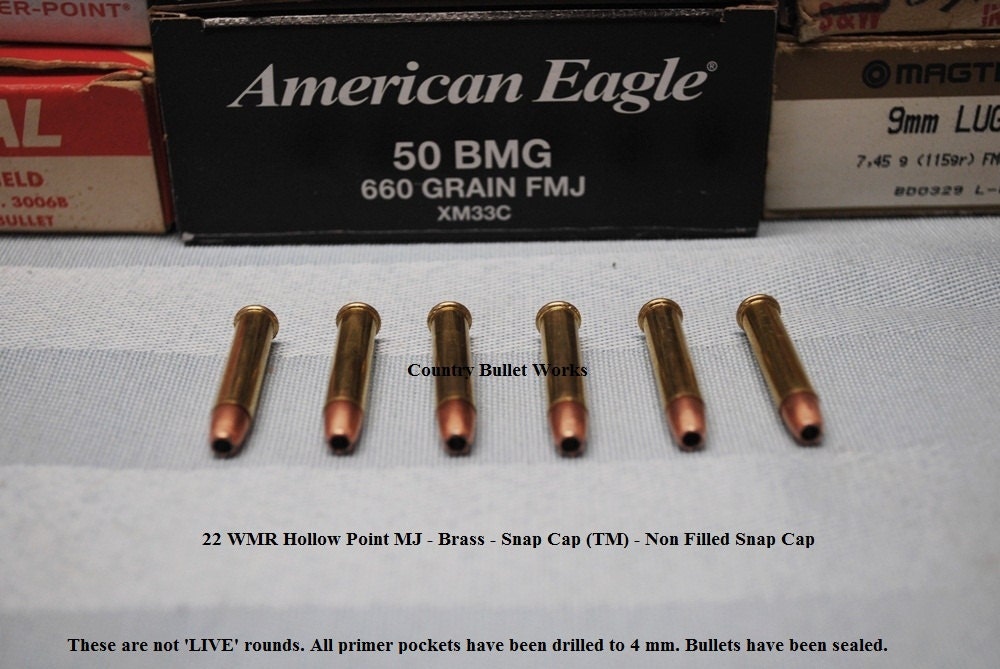 22 WMR Brass FMJ Bullets CBW Safe Snap ™ Snap Caps Non