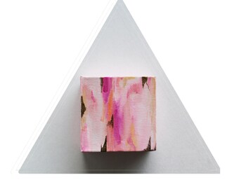 Vein of Gold by Julie Tillman. abstract art, small chunky original painting art home decor pink white gold, Small format Art SFA
