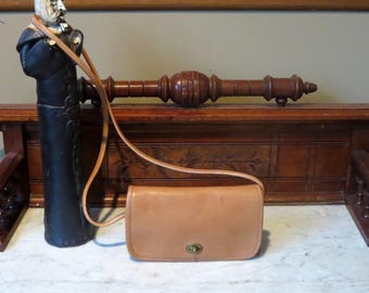 Etsy BDay Sale Coach Dinky Bag In Tabac ( Saddle?) Leather With Crossbody Strap Style 9375- Made In United States- VGC