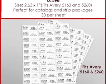 LABELS: Color Street Return Address Labels - Avery 5160 - Size 2.63" x 1"