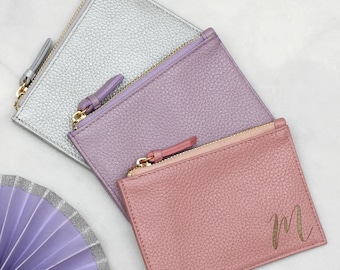 Personalised Initial Pastel Leather Purse With Keyring (HBL17)