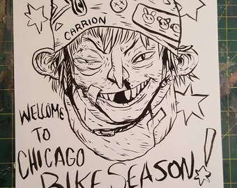 Welcome to Chicago BIke Season! Original Drawing
