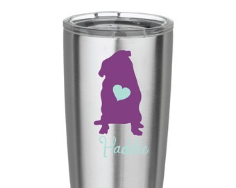 Dark Purple and Mint Pug Decal Dog Decal Monogram Vinyl Decal for Yeti Cups, Car, iPads, Computer or Whatever other Surface you can Find!!