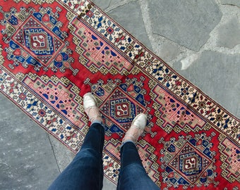 Vintage Anatolian Oushak Handwoven Runner Wool Low Pile Oushak 11’10” x 2’10” Rug / Runner - FREE DOMESTIC SHIPPI
