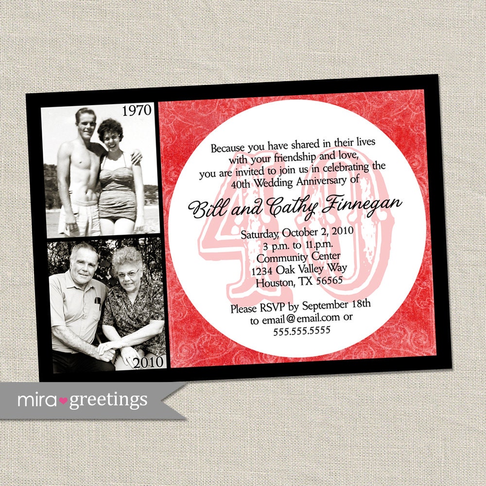 40Th Anniversary Invitations Ideas 8