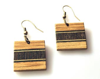 Wooden Earrings From Iroko Wood / handmade / wood boho earrings