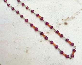 Petite Ruby and Carnelian Necklace