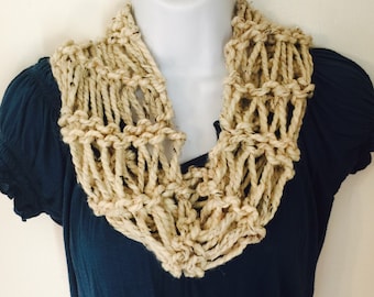 Knit Infinity scarf, cowl, scarflette, neckwarmer, Ready to Ship