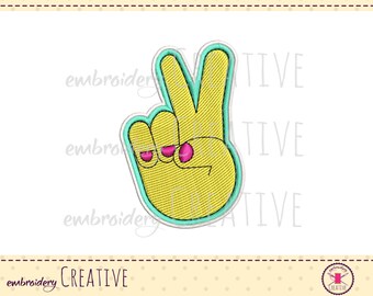 Peace hand embroidery design for patch