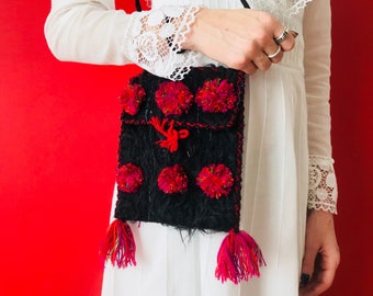 Ethnic bag. Woolen bag. Mexican textile. Folk art. Mexican folk art. Handmade bag. Tote bag. Zapatista bag. Mexican bag. Textile art. Folk