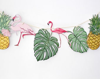 Paper Garland Kit, Paper Craft Kit, DIY Paper Bunting, Craft Kit, DIY kit, Tropical Banner, Tropical Decorations, Tropical Garland