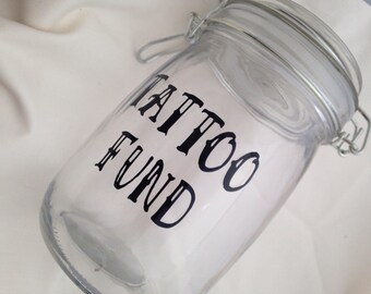 Tattoo Fund Savings Jar, Jar Money Box, Tattoo Mad Gift, Ink Fan, Tattooist Gift, Alternative Money Box, Valentines Day Gift For Boyfriend