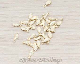 PDT426-MG // Matte Gold Plated Tiny Leaf Charm Pendant, 10 Pc