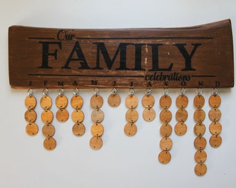 Wooden family calendar / family celebrations board / birthday board / birthday reminder