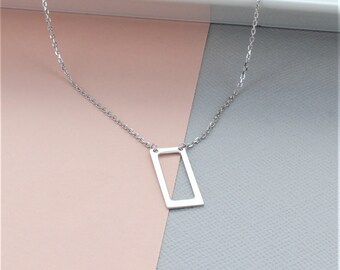 Silver Rectangle Necklace