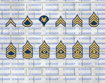 Army Stripe Bundle svg, E-2 thru E-9, First Sgt, Sergeant Major, Cut File, Military, Silhouette File, SVG, DIY, Cricut, Vector