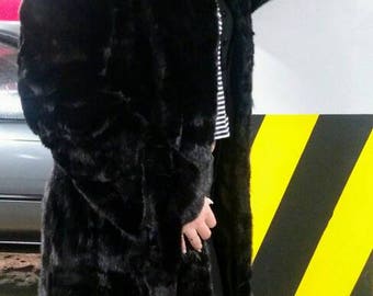 New,Natural Real BLACK Mink Fur Coat!