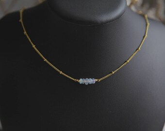 Opal Choker, Opal Necklace, White Opal Necklace, Ethiopian Opal Necklace for Her, October Birthstone, Genuine Opal Jewelry Gold