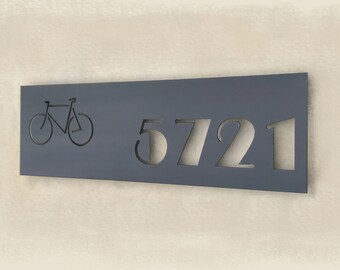 The Broadway- Custom Address Sign - Rectangular plaque with Design - House numbers Sign - Horizontal or Vertical Address Signs - Steel