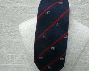 British Rail tie vintage necktie railway accessory present mens gift for him 1990s vintage railway train tie clip on necktie blue red 90s UK