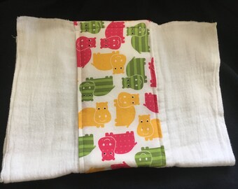 Bright Hippos Burp Cloth