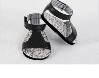 Fits like American Girl Doll Sandals, 18 inch, AG Doll-Modern RETRO PARIS Sandals with Front Strap, Enclosed Heel & Side Closure