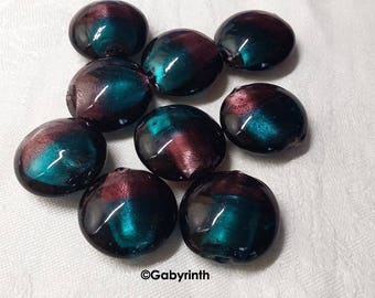 Lot 5 Ametyste Turquoise 20mm round Lampwork beads