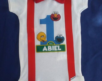 Sesame Street Birthday Onesie Elmo Cookie Monster
