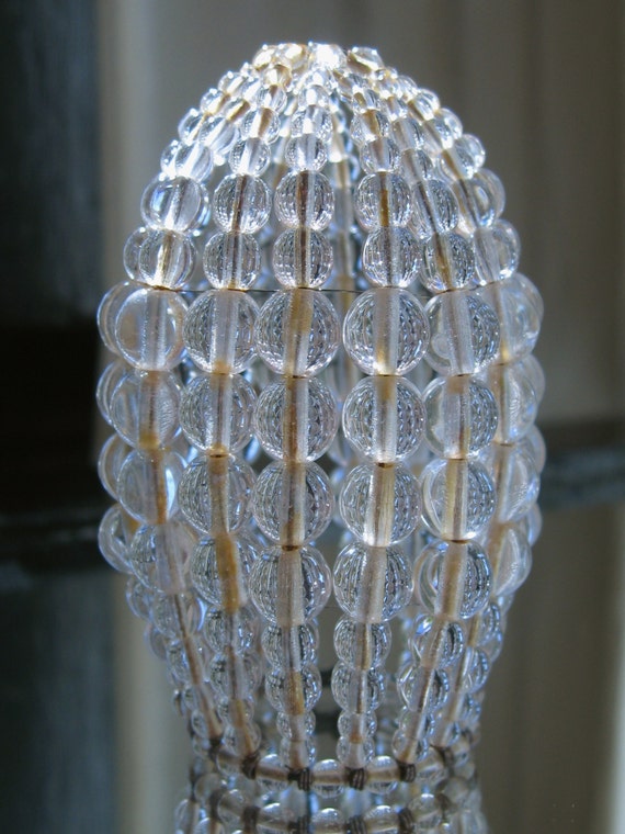 Small Oxidized Beaded Light Bulb Cover Antiqued Rustic Style