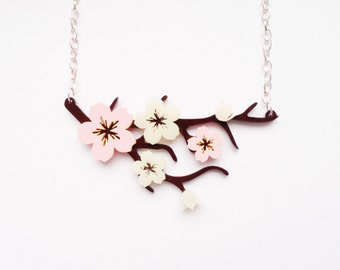 Cherry blossom branch necklace