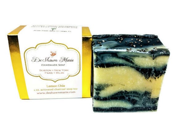 SOAP - Lemon Chia Handmade Soap, Vegan Soap, Cold Process Soap, Natural Soap, Activated Charcoal Soap, Christmas Gift, Father's Day Gift
