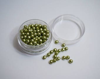 Perles d'imitation perle de culture, à facettes - Vert 4mm