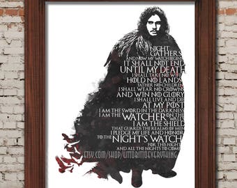 The Night's Watch Oath - 8x10 Printable Poster -- DIGITAL DOWNLOAD / Instant Download / Printable / Jon Snow / Game of Thrones