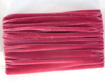 Pink Velvet Clutch Purse with Ruched Detail