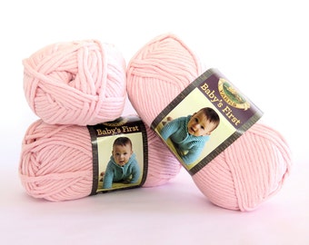 Baby's First Pink Yarn Twinkle Toes Lion Brand 3 Skeins Craft Supply