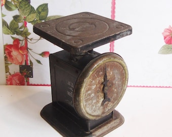 Industrial Farmhouse Rusty Black Scale, Patented 1912, American Family Vintage Scale