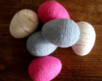 Easter Eggs | Yarn Eggs | Pink Blue & Speckled Beige Reusable Easter Eggs