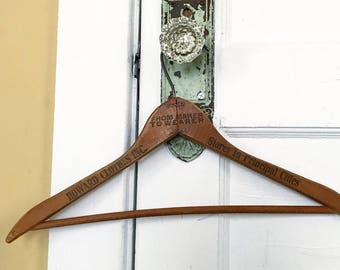 Vintage Wood Advertising Hanger, Vintage Hanger, Wood Hanger, Advertising Hanger, Howard Clothes, From Maker to Wearer, Stores Cities