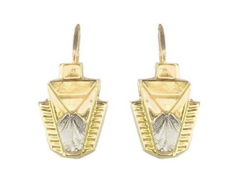 Art deco yellow white gold Stud Earrings