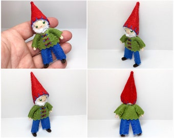 Gnome Bendy Doll - Woodland Gnome Doll- Waldorf Nature Table- Waldorf Felt Bendable Tomte - Small Play Figure, Nisse