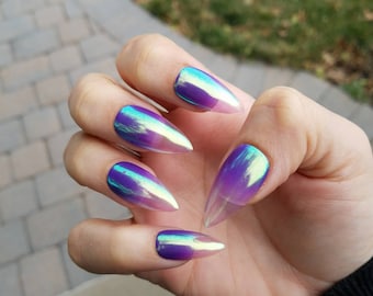 Stiletto medium* Contrast green purple and transparent background
