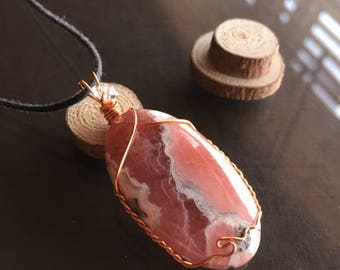 Rhodochrosite Necklace, Rhodochrosite and Herkimer Diamond Necklace