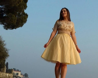 Years ' 50 wedding dress, bridesmaid dress, cream colored wedding dress, formal dress, bridesmaid 50, grease style, prom dress